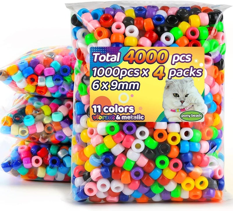 IOOLEEM 4000pcs Pony Beads, 11 Colors, Bulk Beads for Crafts, DIY, Bracelets Making - Image 1